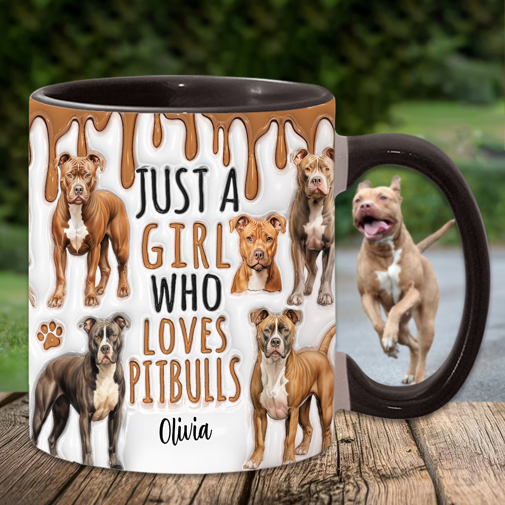 Just A Girl Who Loves Pitbulls - Personalized Pitbull Accent Mug