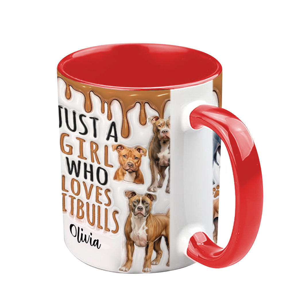 Just A Girl Who Loves Pitbulls - Personalized Pitbull Accent Mug