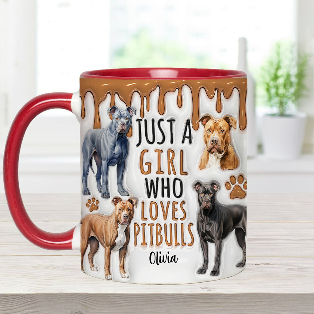 Just A Girl Who Loves Pitbulls - Personalized Pitbull Accent Mug