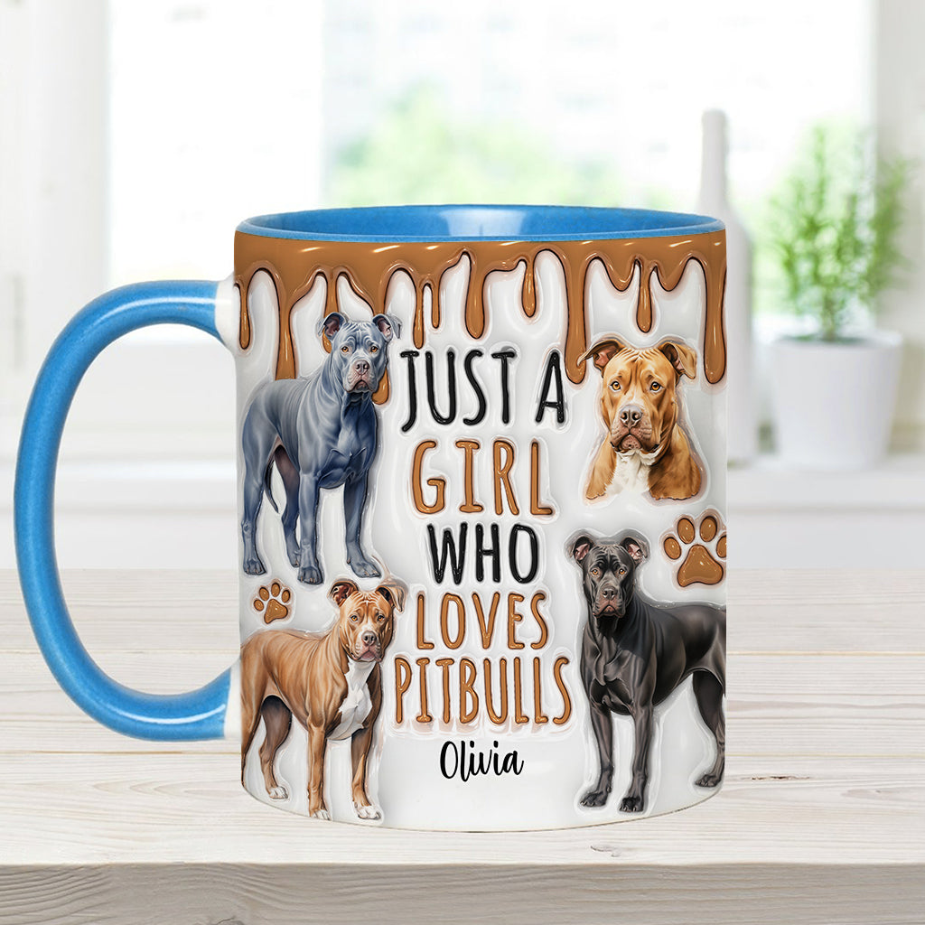 Just A Girl Who Loves Pitbulls - Personalized Pitbull Accent Mug