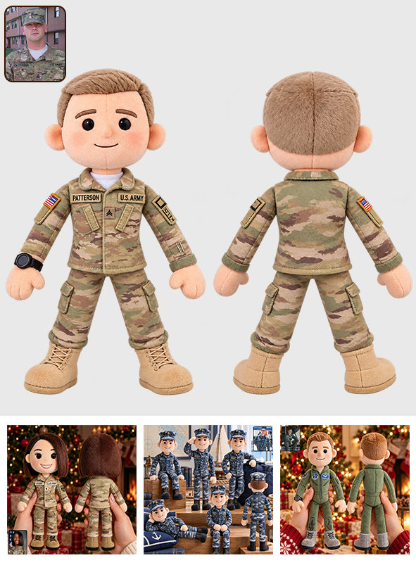 Custom Any Photo - Personalized Veteran Posable Plush Doll