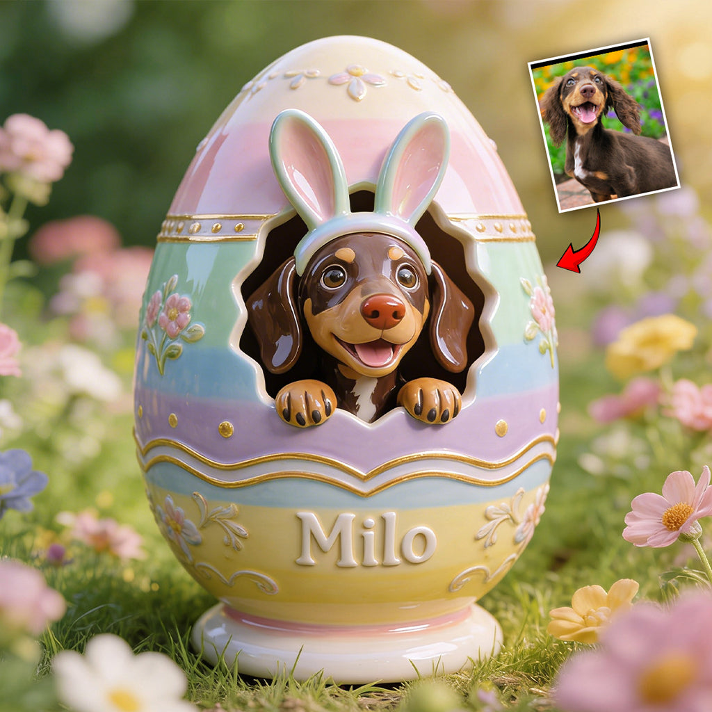 Any Photo Pet Easter Eggs - Personalized Dog Acrylic Garden Sign/ Acrylic Plaque Sign