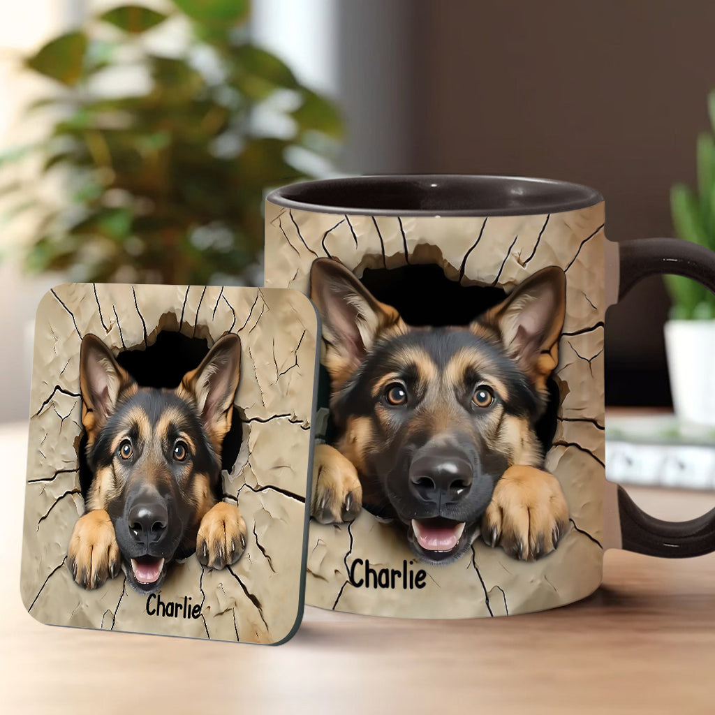 Adorable German Shepherd - Personalized Dog Accent Mug