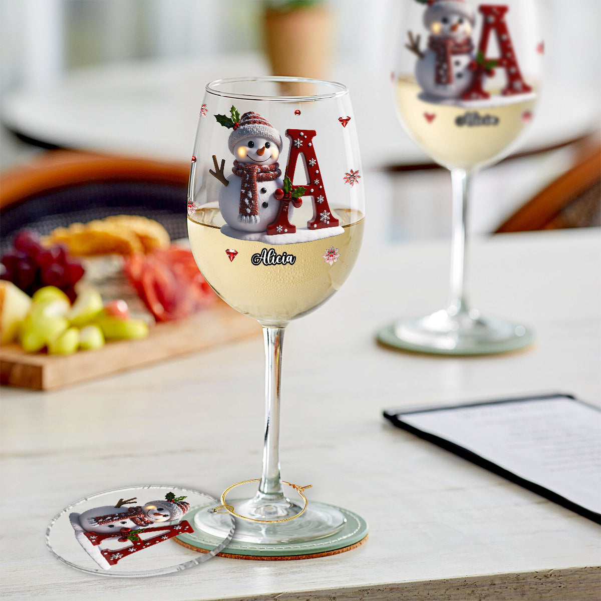 Merry Christmas - Personalized Family Wine Glass With Long Stem