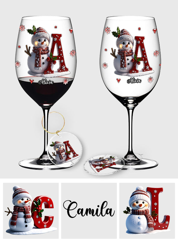 Merry Christmas - Personalized Family Wine Glass With Long Stem