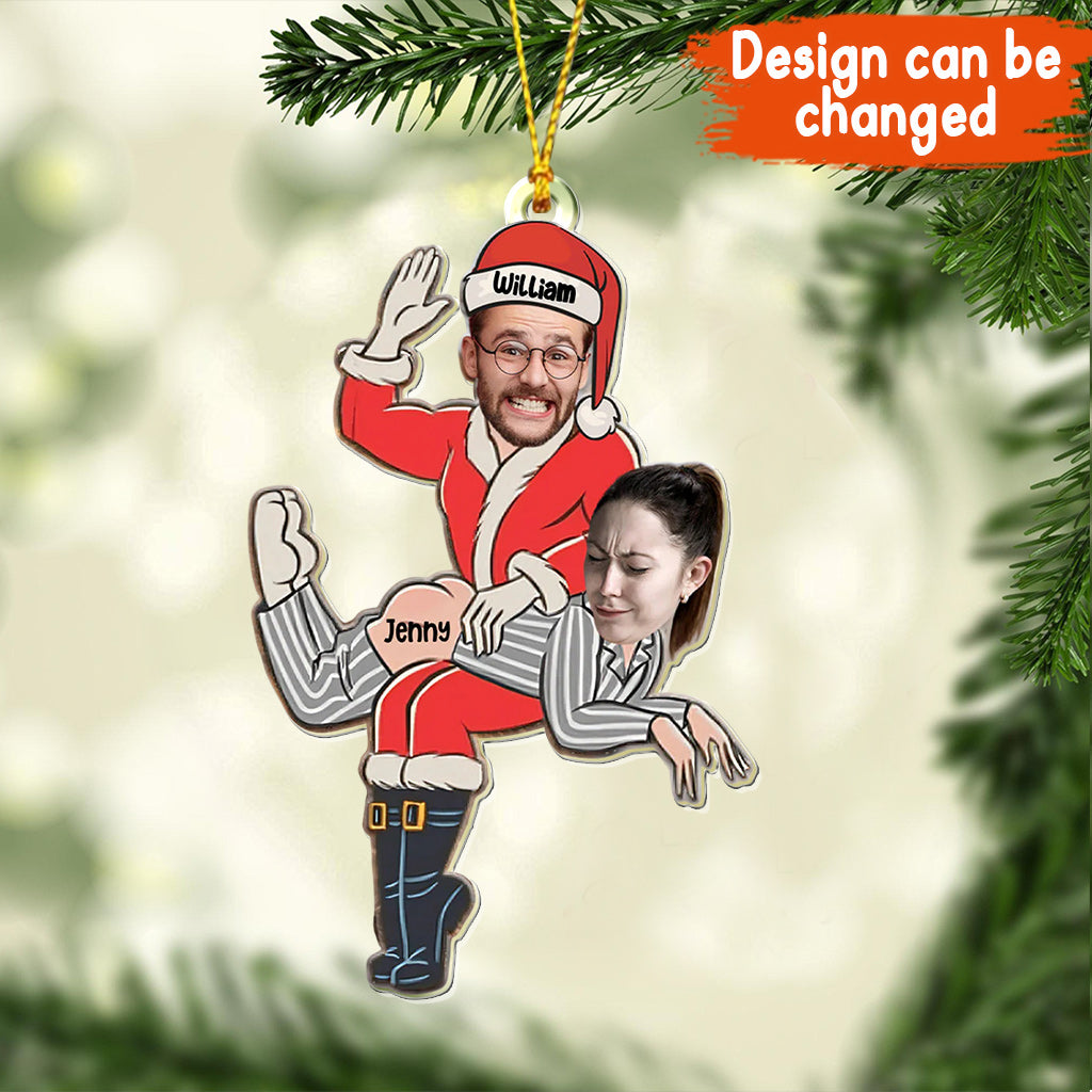 Naughty Santa & Partner - Personalized Couple Custom Shaped Ornament