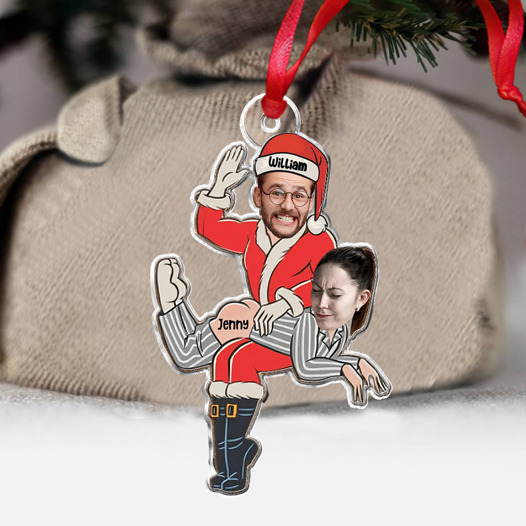 Naughty Santa & Partner - Personalized Couple Custom Shaped Ornament