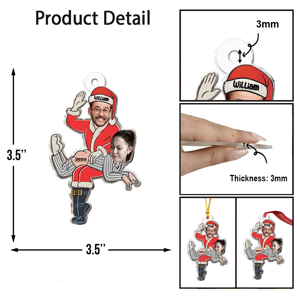 Naughty Santa & Partner - Personalized Couple Custom Shaped Ornament