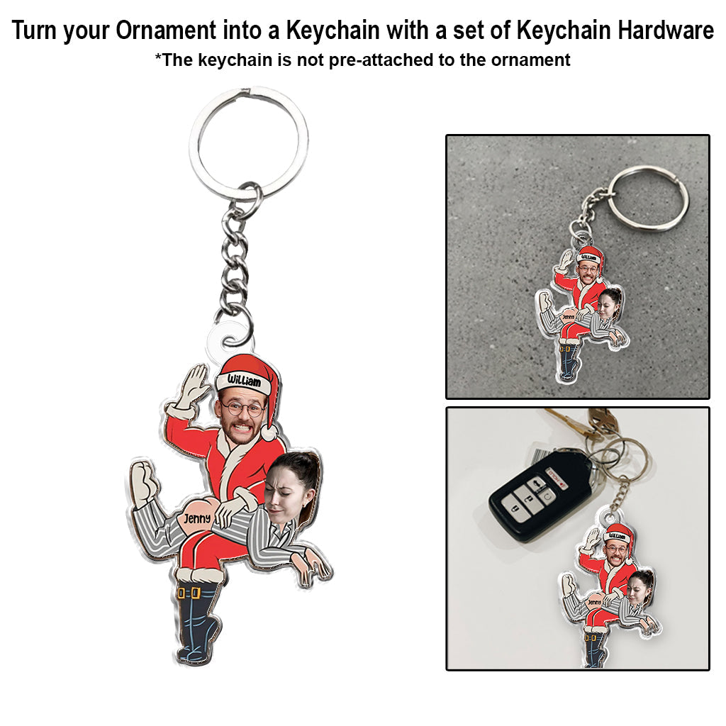 Naughty Santa & Partner - Personalized Couple Custom Shaped Ornament