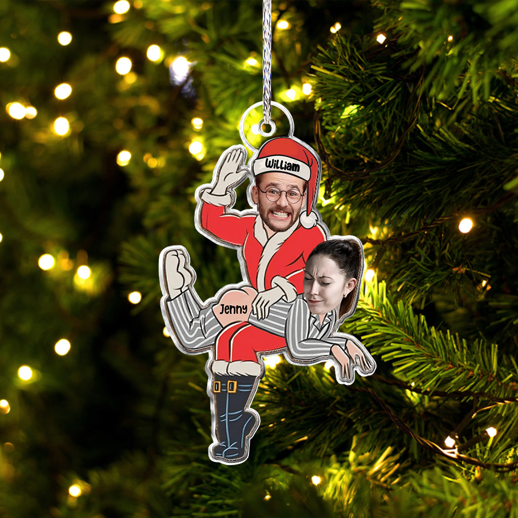 Naughty Santa & Partner - Personalized Couple Custom Shaped Ornament