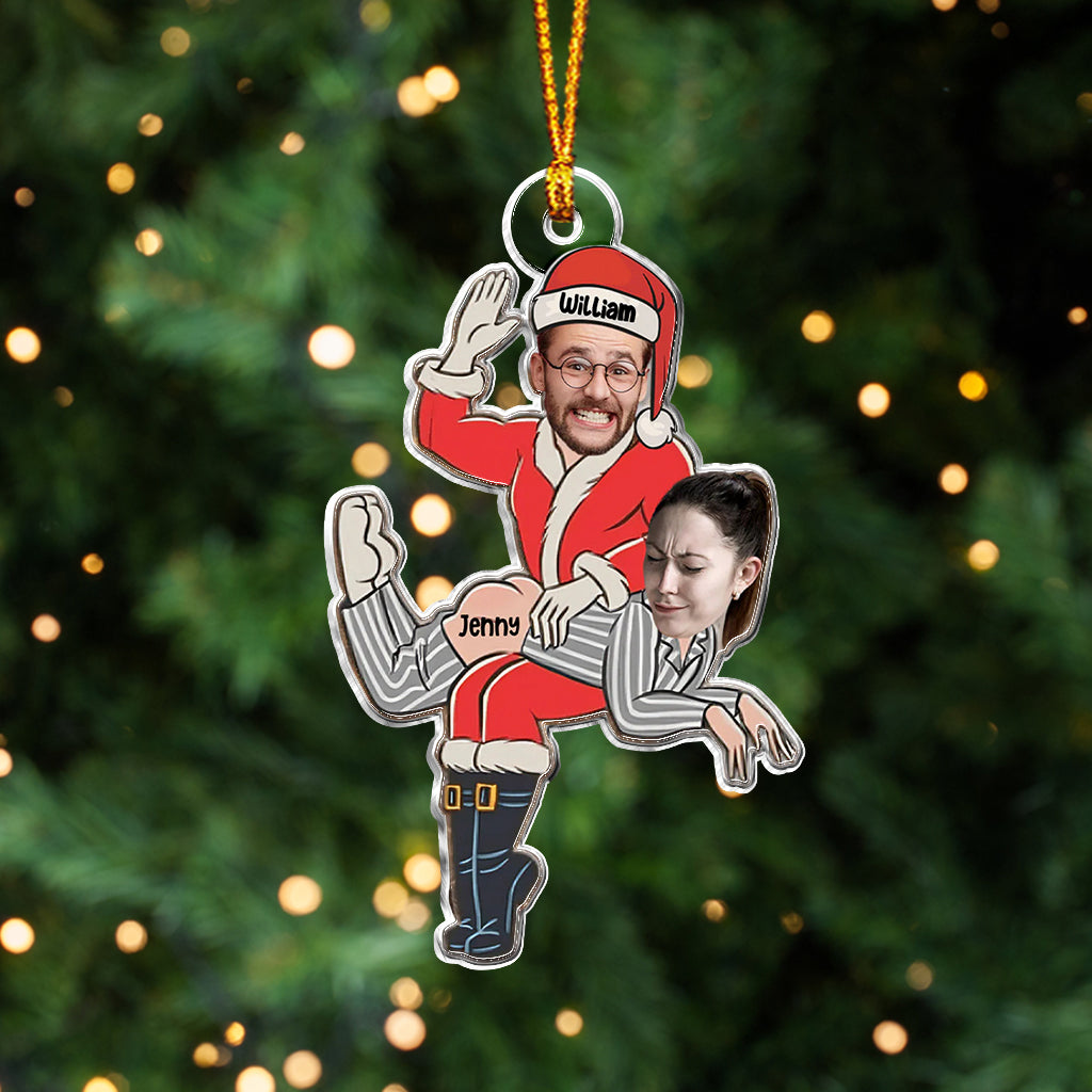 Naughty Santa & Partner - Personalized Couple Custom Shaped Ornament