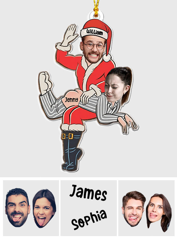 Naughty Santa & Partner - Personalized Couple Custom Shaped Ornament