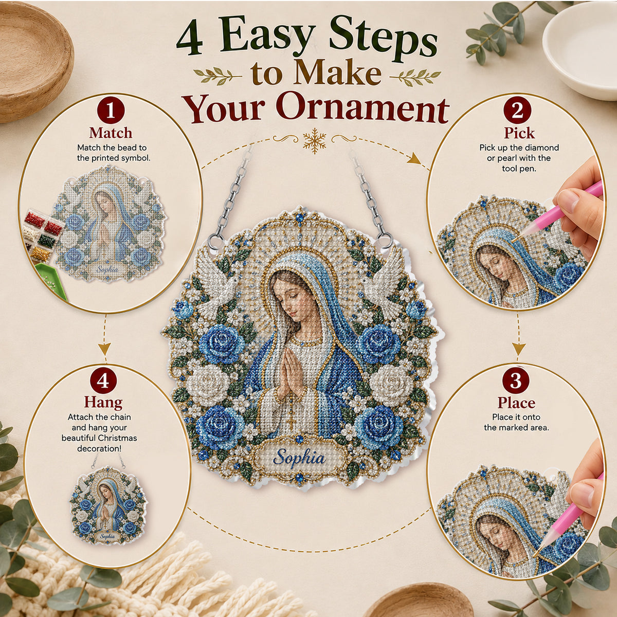 Faith-inspired Diamond Painting - Personalized Christian Diamond Painting Ornament Kit