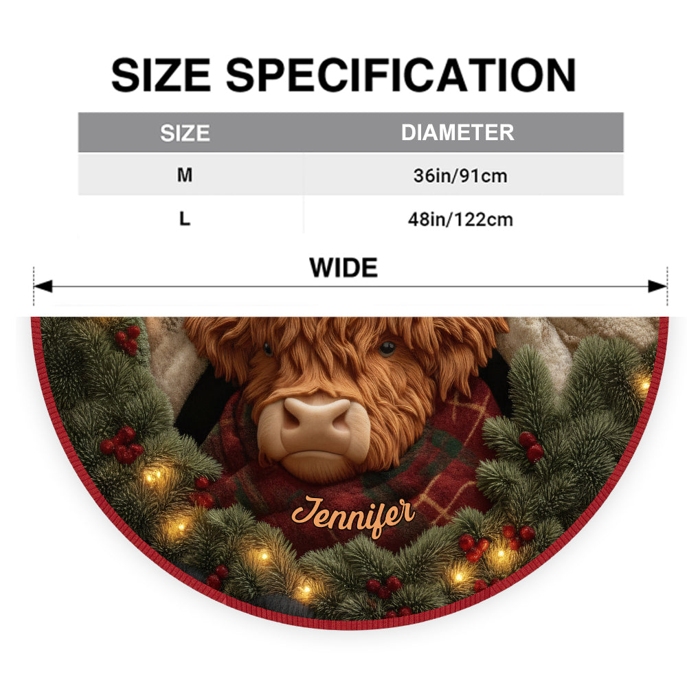 Highland Cow Christmas - Personalized Highland Cow Shaped Tree Skirt