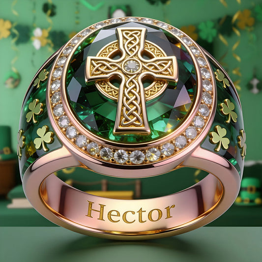 Irish Celtic Cross - Personalized Irish Signet Ring