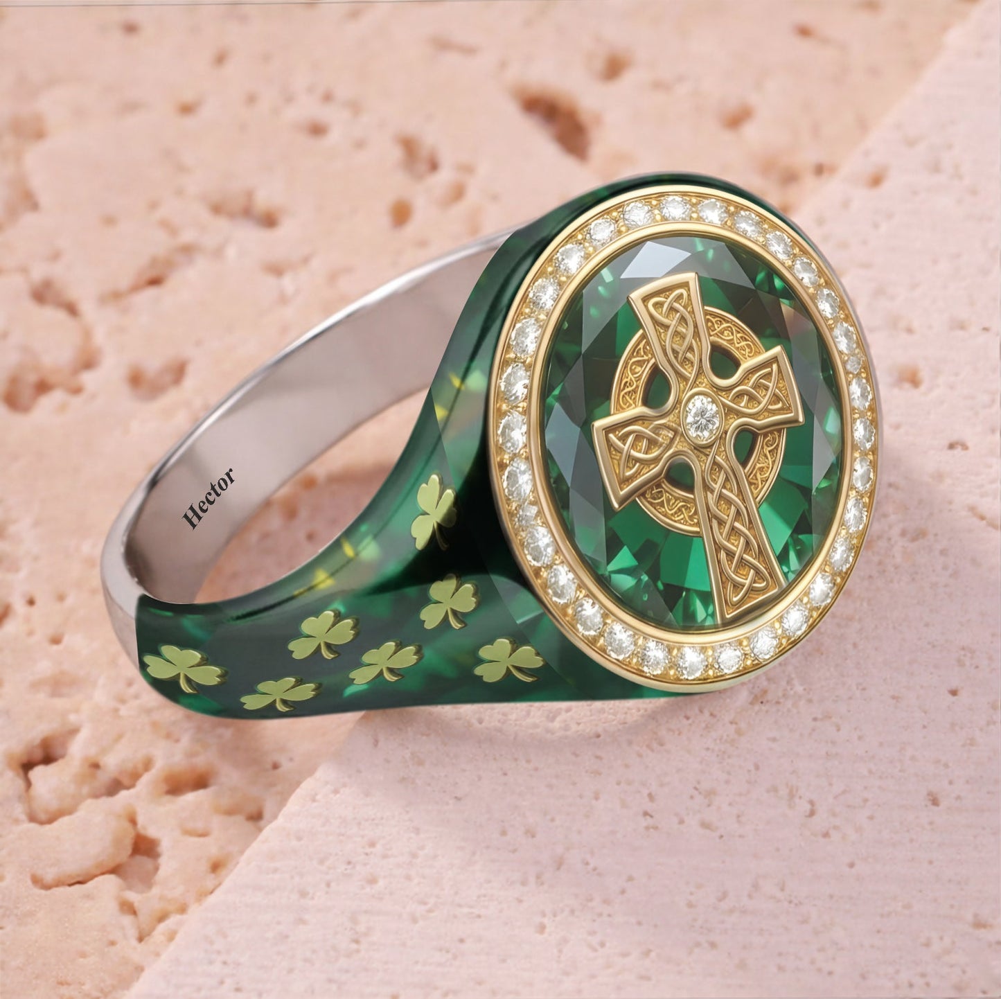 Irish Celtic Cross - Personalized Irish Signet Ring