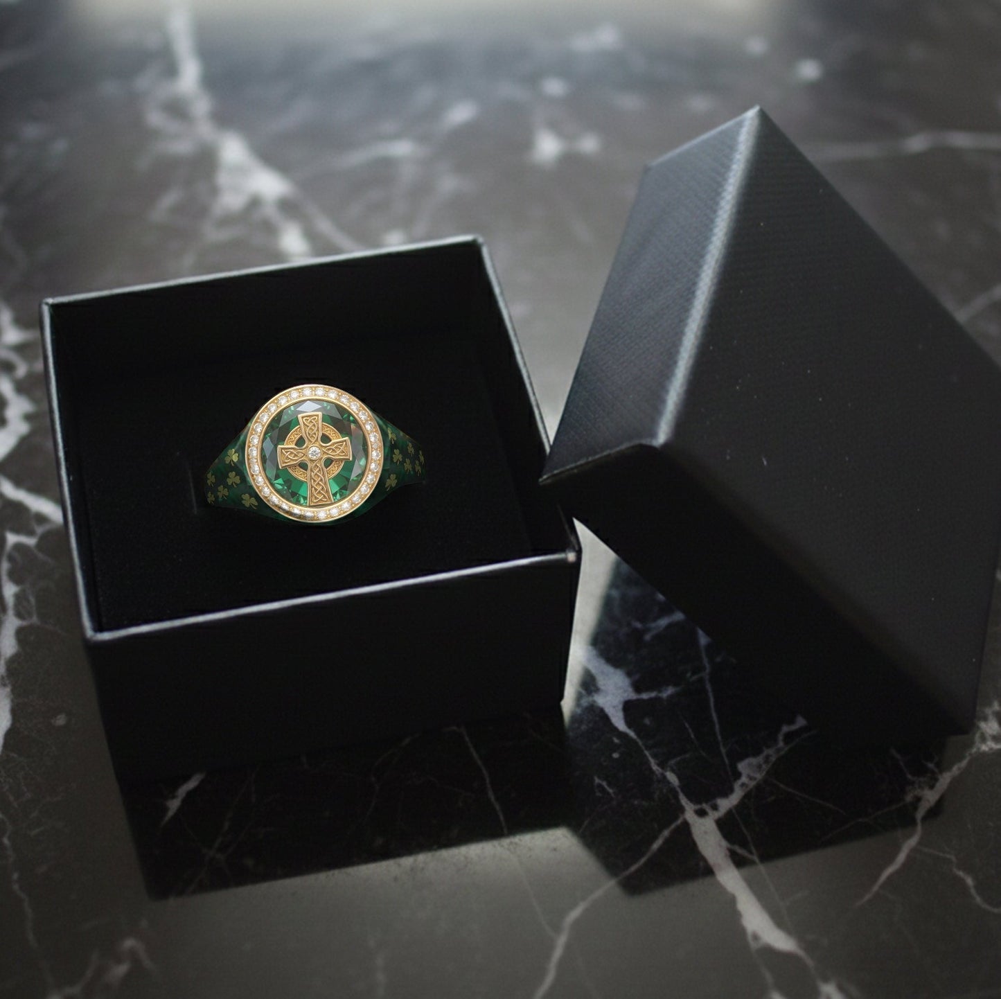 Irish Celtic Cross - Personalized Irish Signet Ring