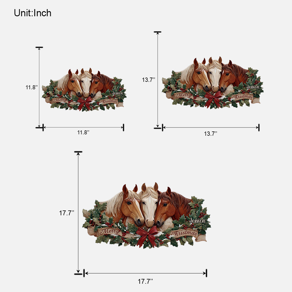 Christmas Horses - Personalized Horse Custom Shaped Wood Sign