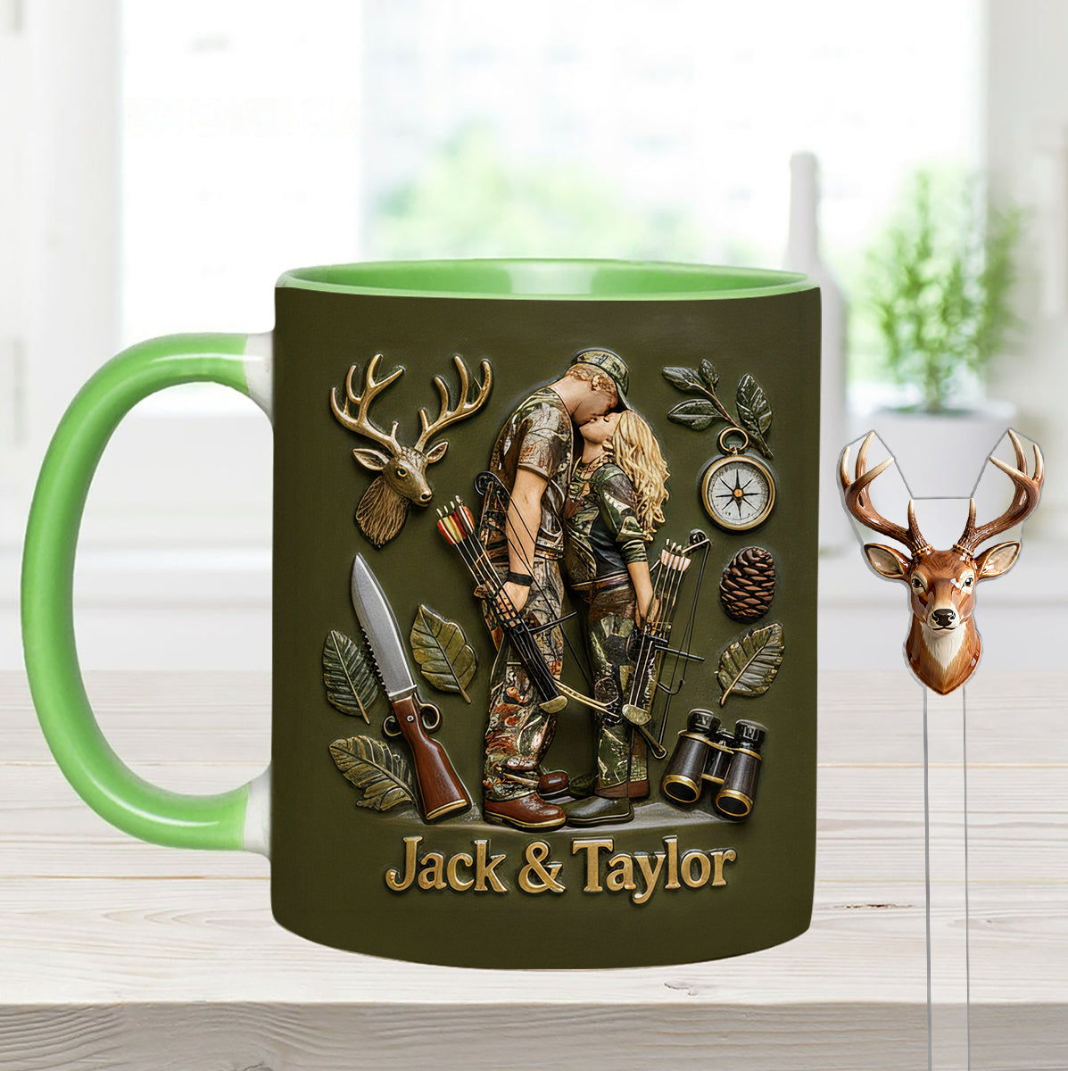 Custom From Any Photo - Personalized Hunting Set Accent Mug with Acrylic Stirrers