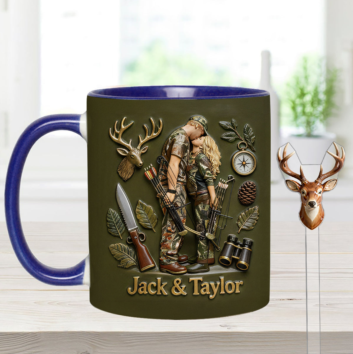 Custom From Any Photo - Personalized Hunting Set Accent Mug with Acrylic Stirrers