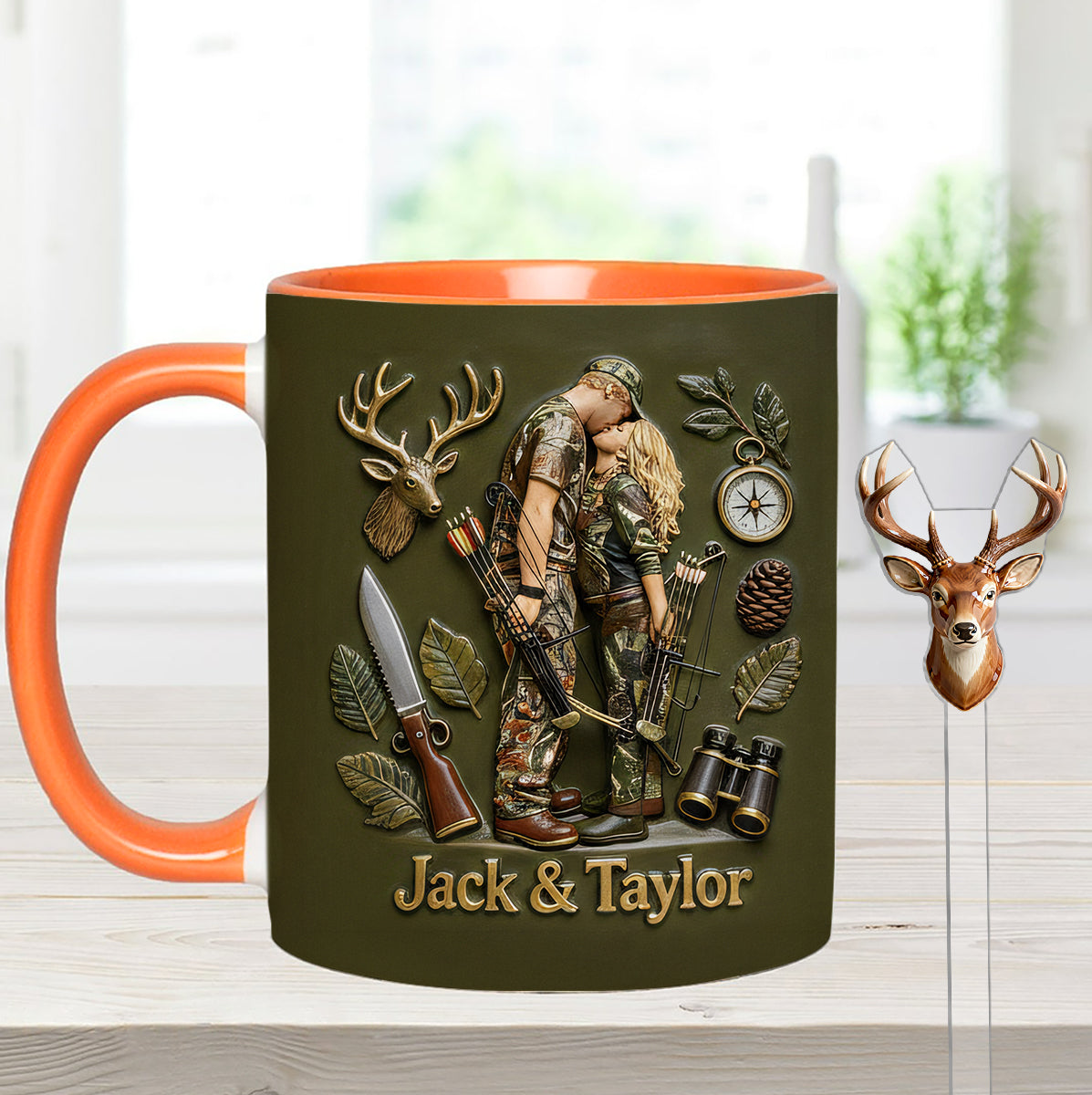 Custom From Any Photo - Personalized Hunting Set Accent Mug with Acrylic Stirrers