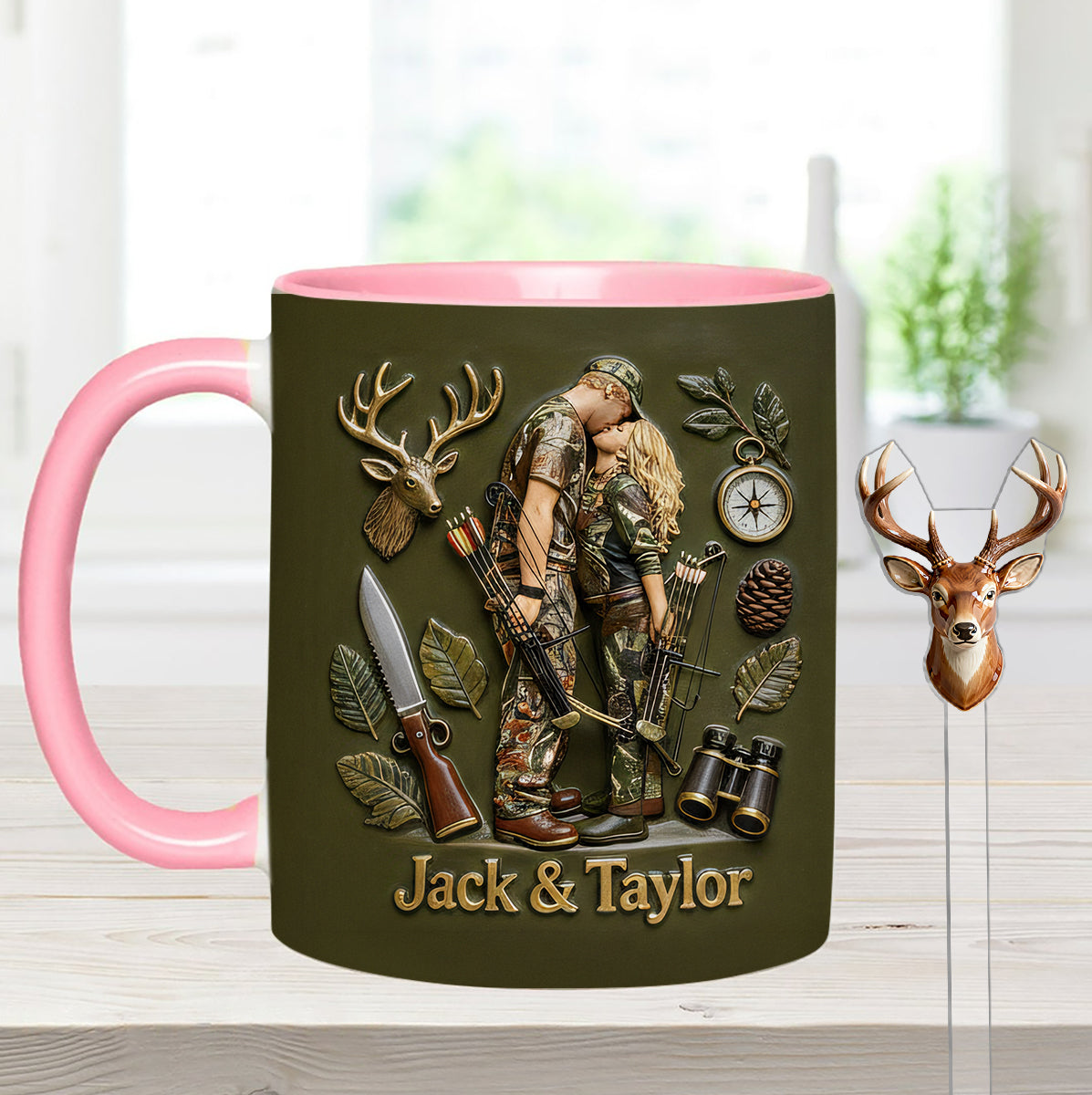 Custom From Any Photo - Personalized Hunting Set Accent Mug with Acrylic Stirrers