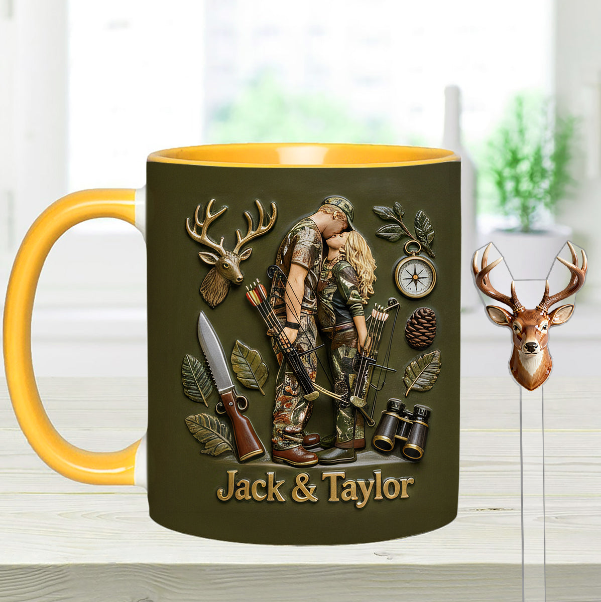 Custom From Any Photo - Personalized Hunting Set Accent Mug with Acrylic Stirrers