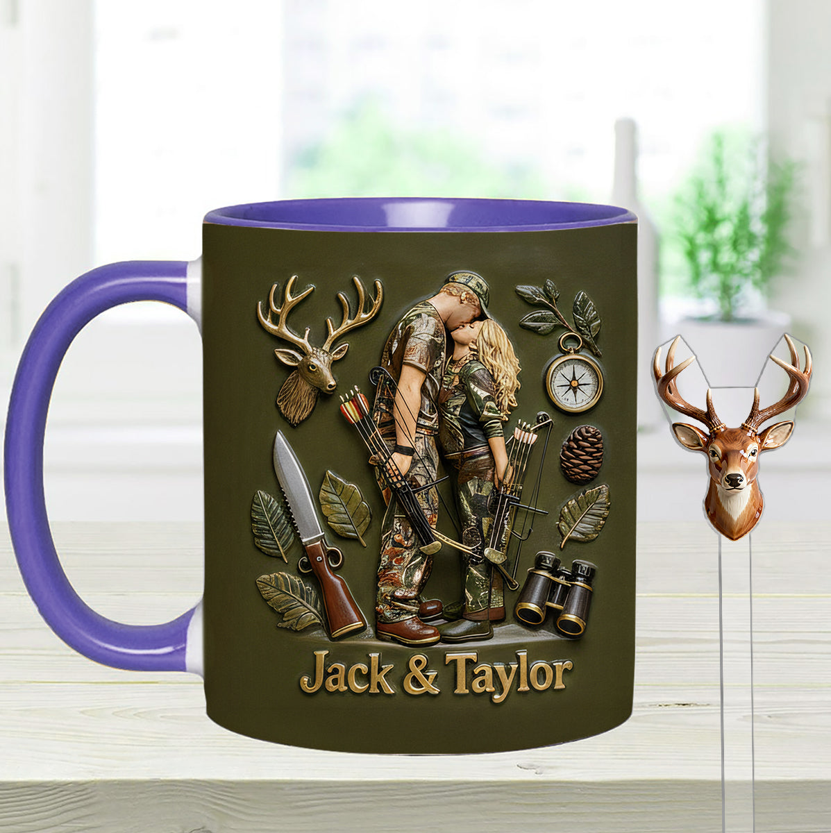 Custom From Any Photo - Personalized Hunting Set Accent Mug with Acrylic Stirrers