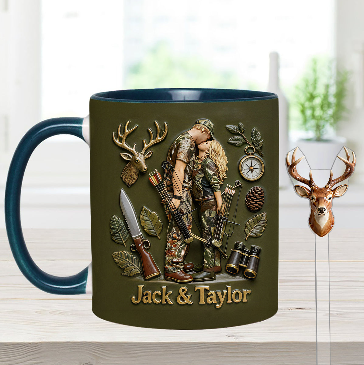 Custom From Any Photo - Personalized Hunting Set Accent Mug with Acrylic Stirrers