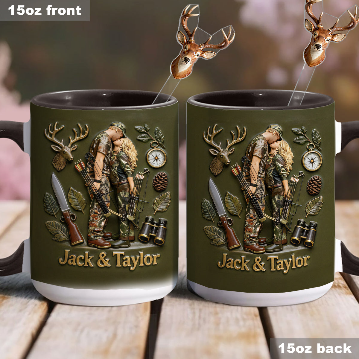 Custom From Any Photo - Personalized Hunting Set Accent Mug with Acrylic Stirrers