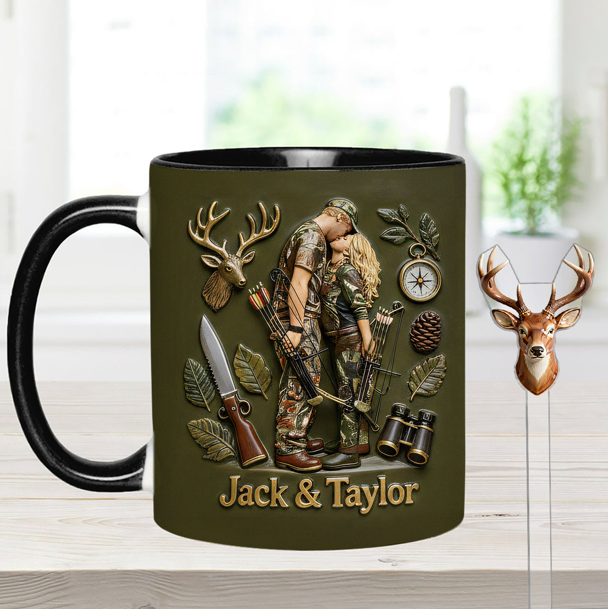 Custom From Any Photo - Personalized Hunting Set Accent Mug with Acrylic Stirrers