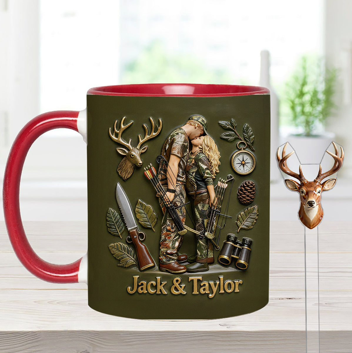 Custom From Any Photo - Personalized Hunting Set Accent Mug with Acrylic Stirrers