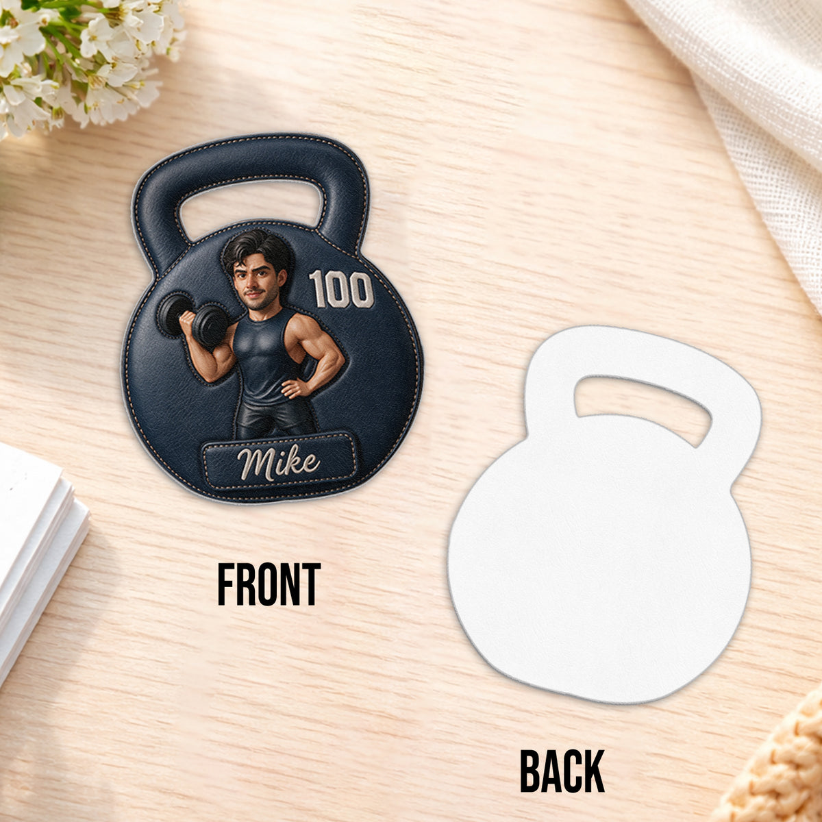 No Pain No Gain - Personalized Fitness Changeable Leather Patch Backpack