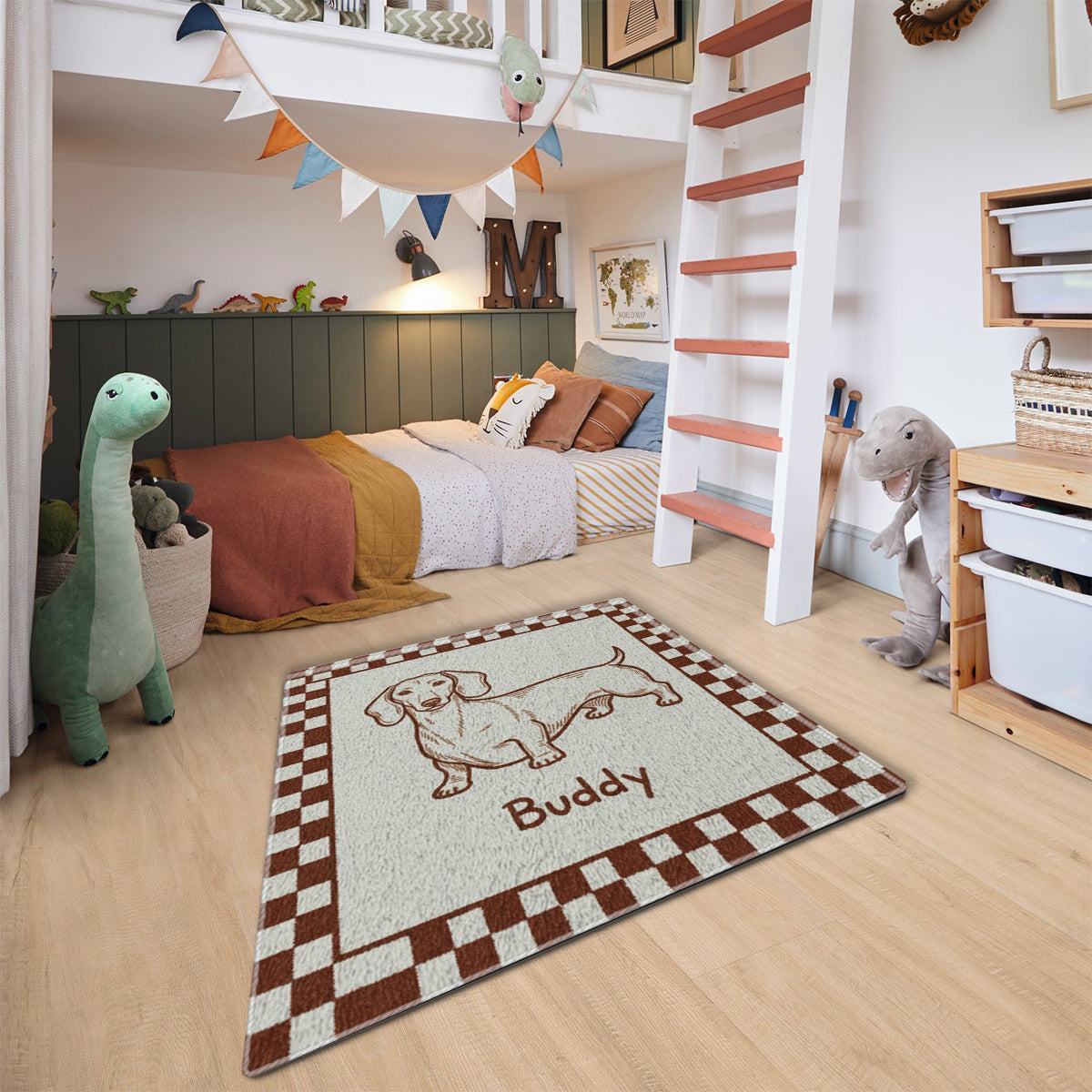 Custom Funky Pet, Badly Drawn Minimalist, Poorly Drawn, Retro Pet Gift - Personalized Dog Non-Slip Tufted Rug