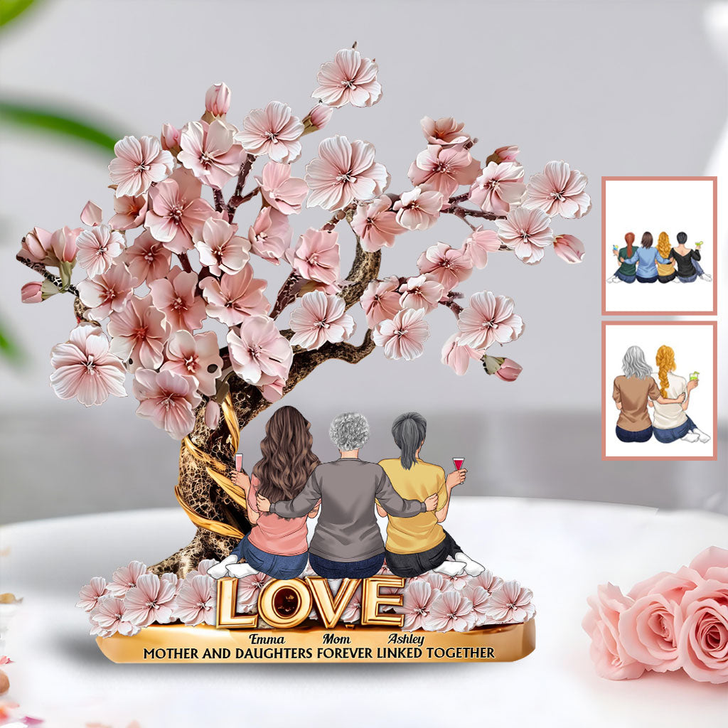 Mother And Daughters Forever Linked Together - Personalized Mother Custom Shaped Acrylic Plaque