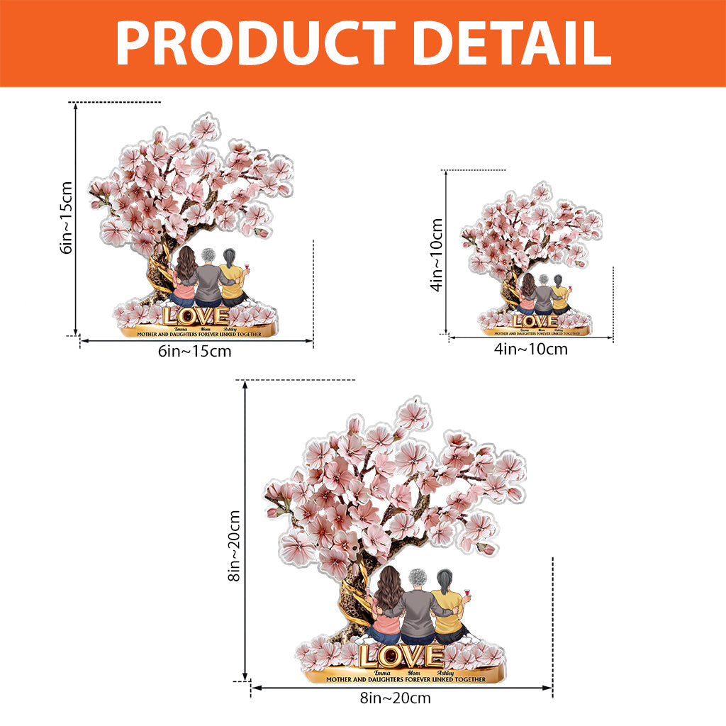 Mother And Daughters Forever Linked Together - Personalized Mother Custom Shaped Acrylic Plaque