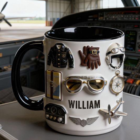 Taste Flight - Personalized Pilot Accent Mug & Coaster