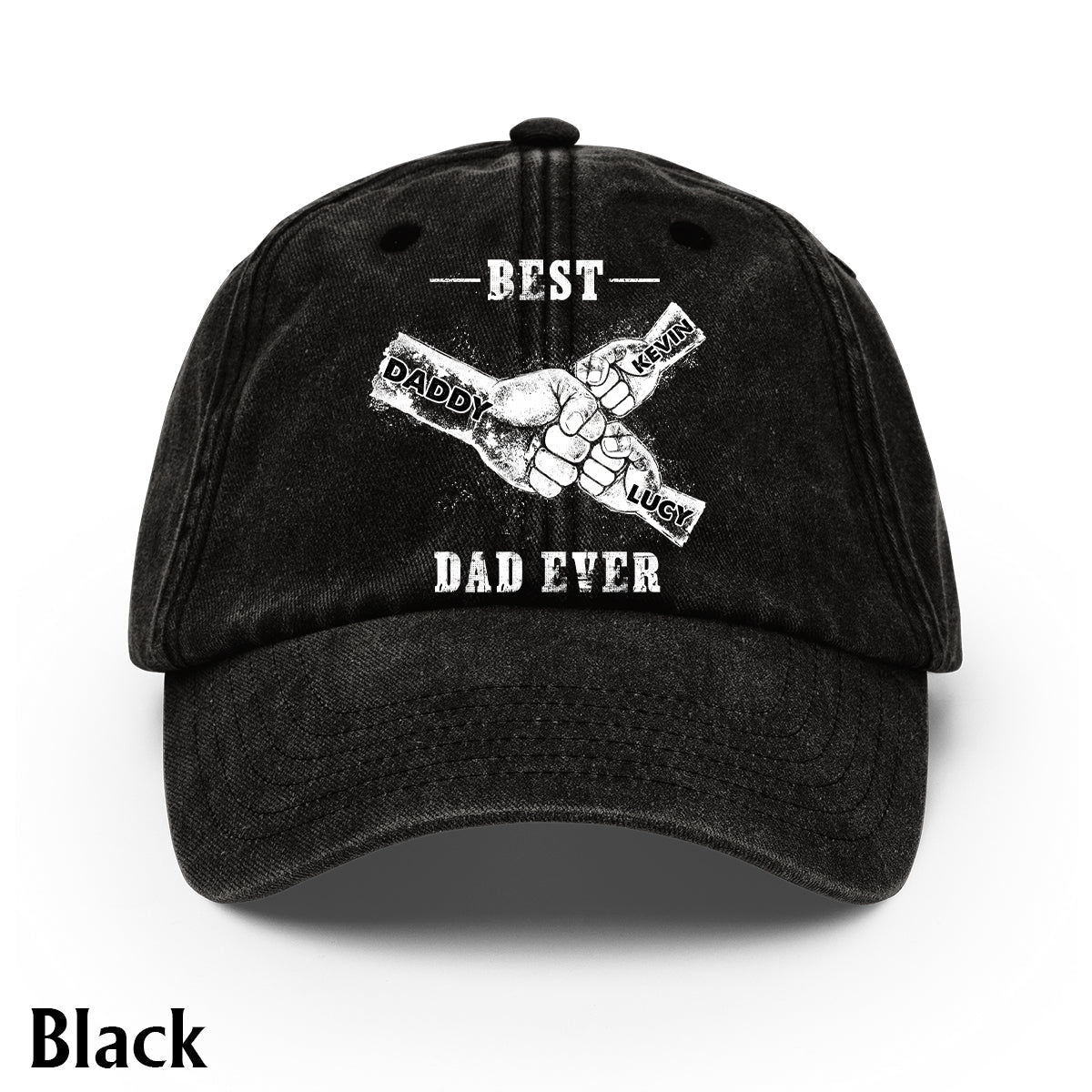 Best Dad Ever - Personalized Father Washed Denim Cap
