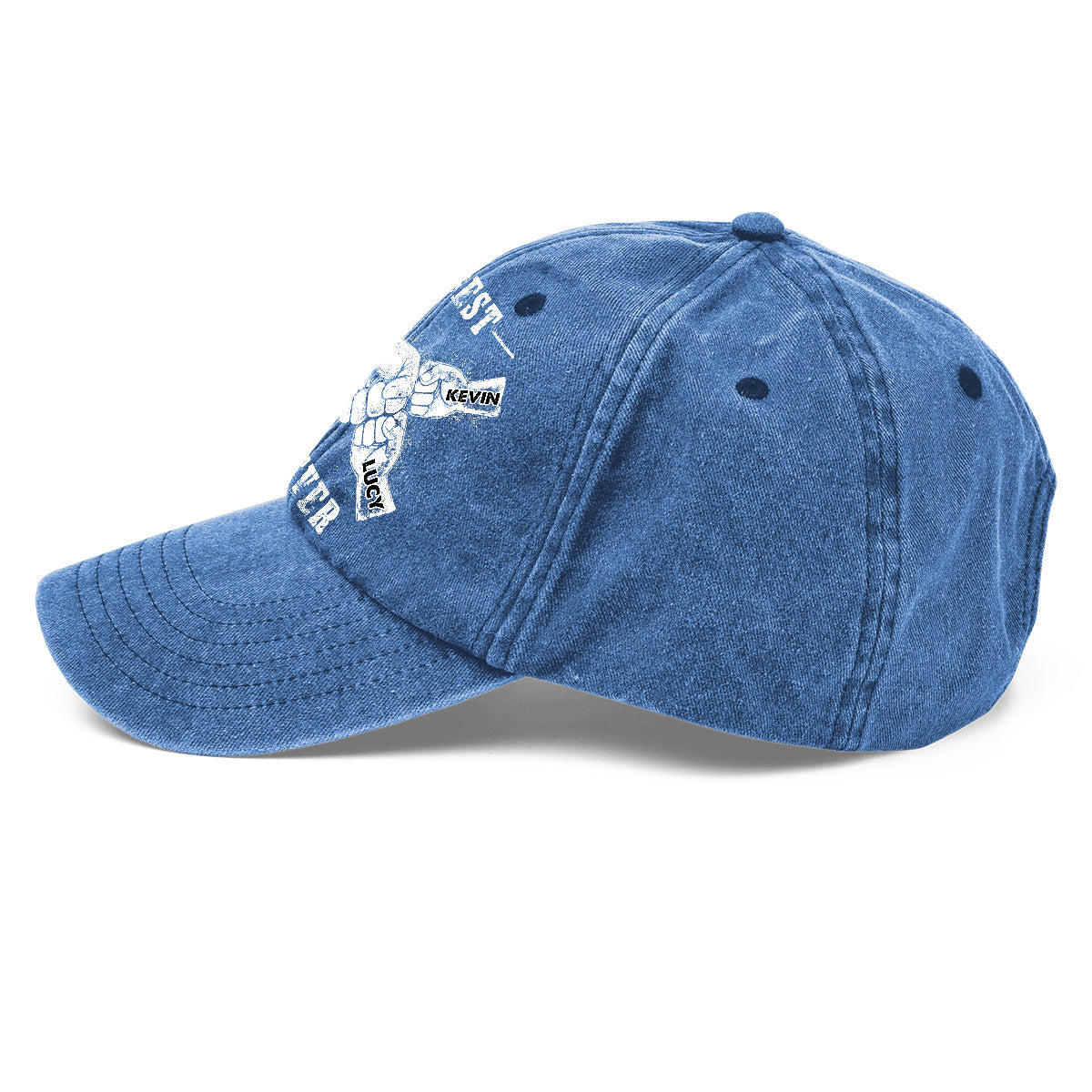 Best Dad Ever - Personalized Father Washed Denim Cap