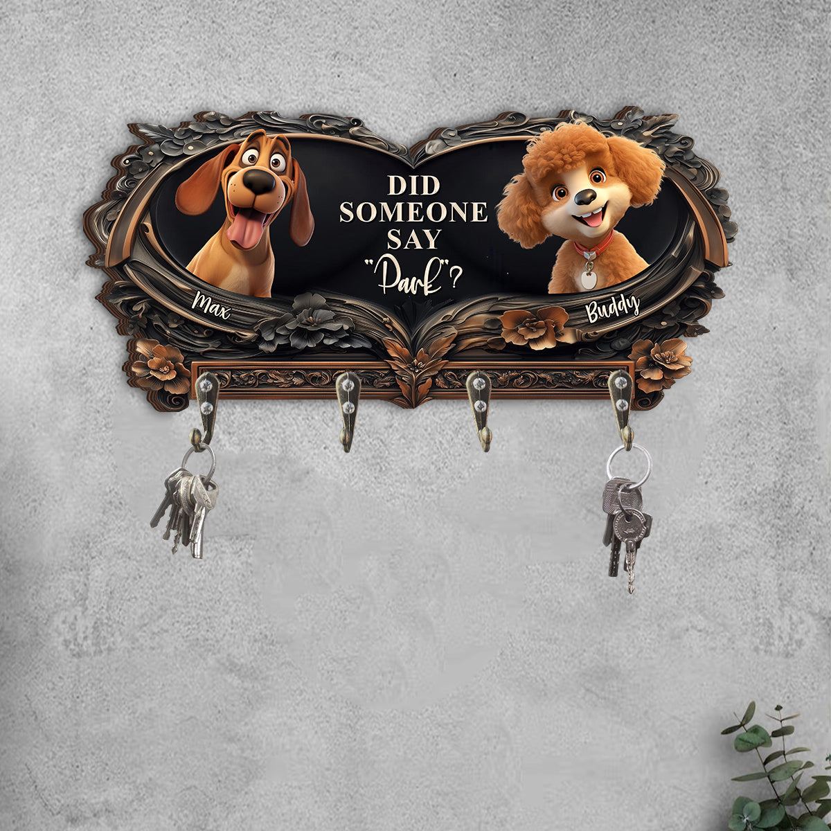 Did Someone Say "Park"? - Personalized Dog Custom Shaped Key Rack