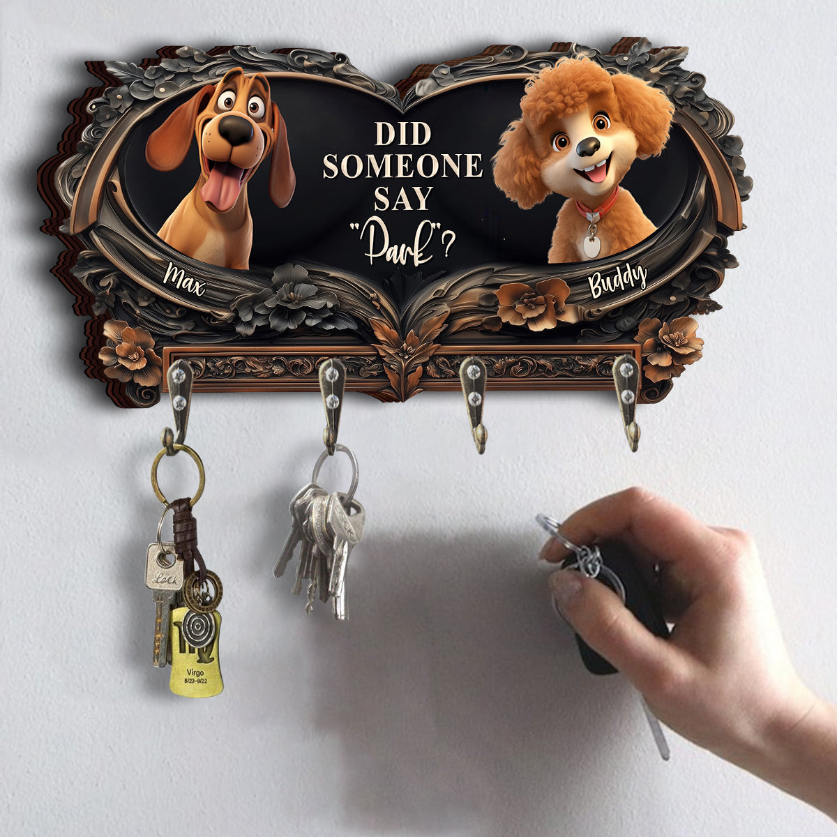 Did Someone Say "Park"? - Personalized Dog Custom Shaped Key Rack