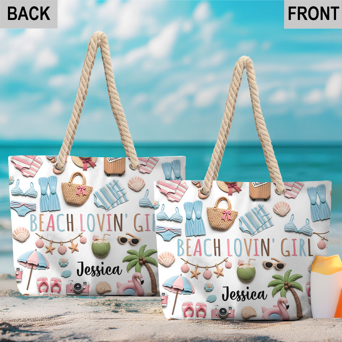 Beach Lovin' Girl - Personalized Sea Lover Beach Bag