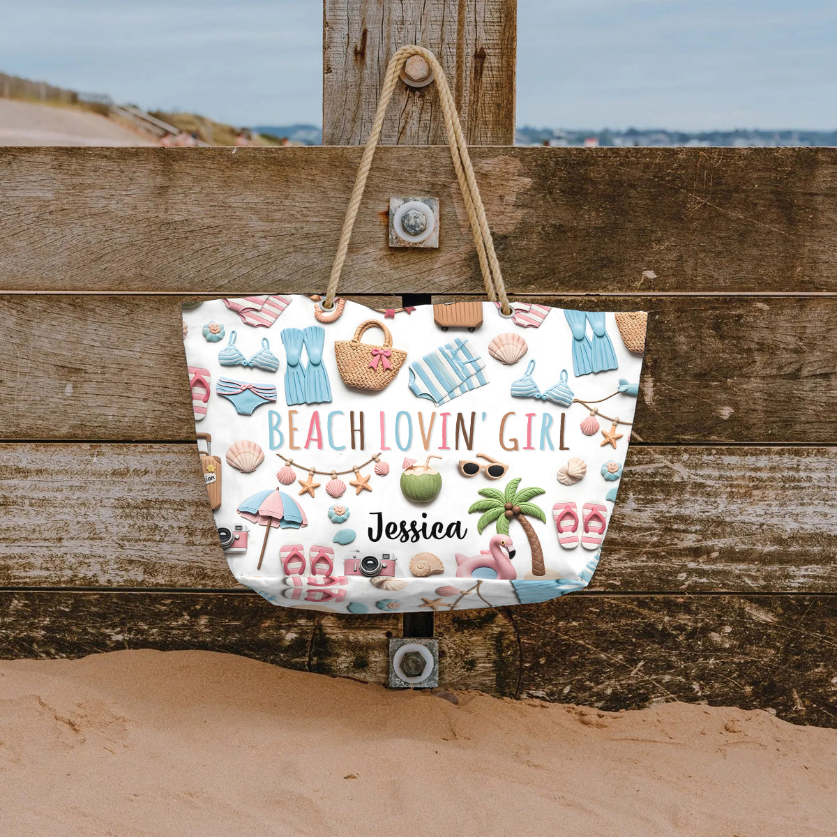 Beach Lovin' Girl - Personalized Sea Lover Beach Bag