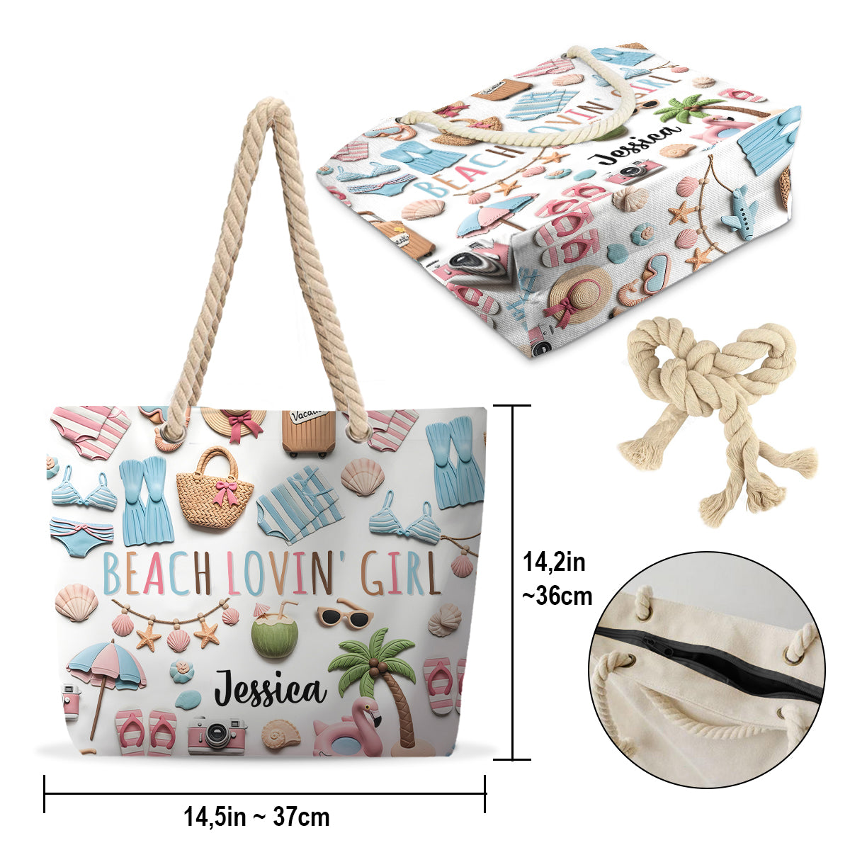 Beach Lovin' Girl - Personalized Sea Lover Beach Bag