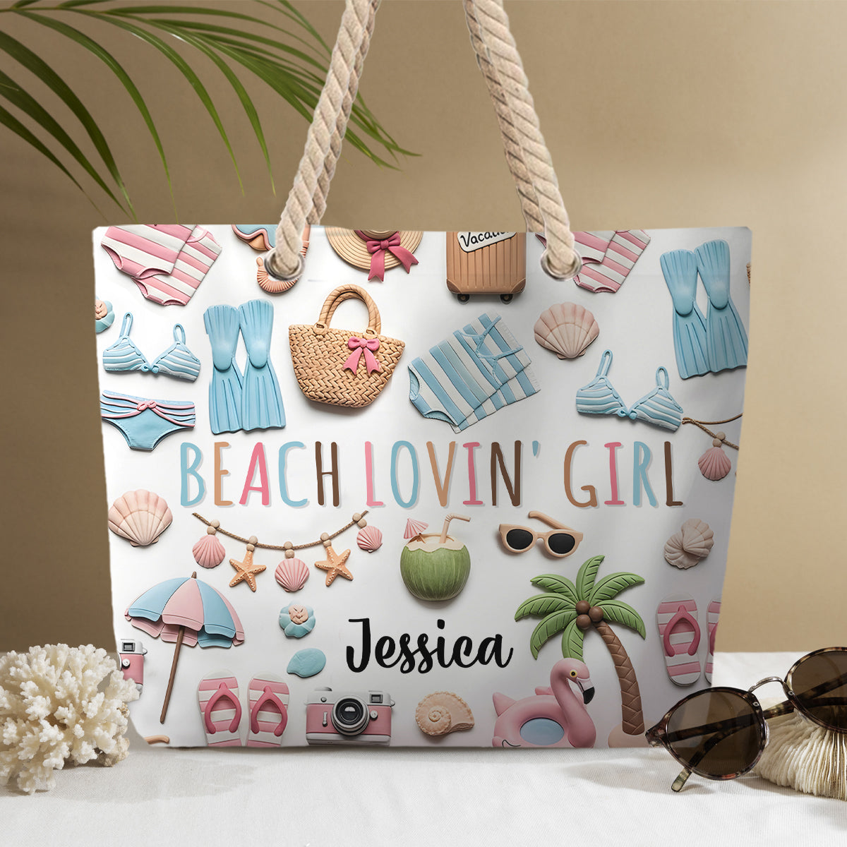 Beach Lovin' Girl - Personalized Sea Lover Beach Bag