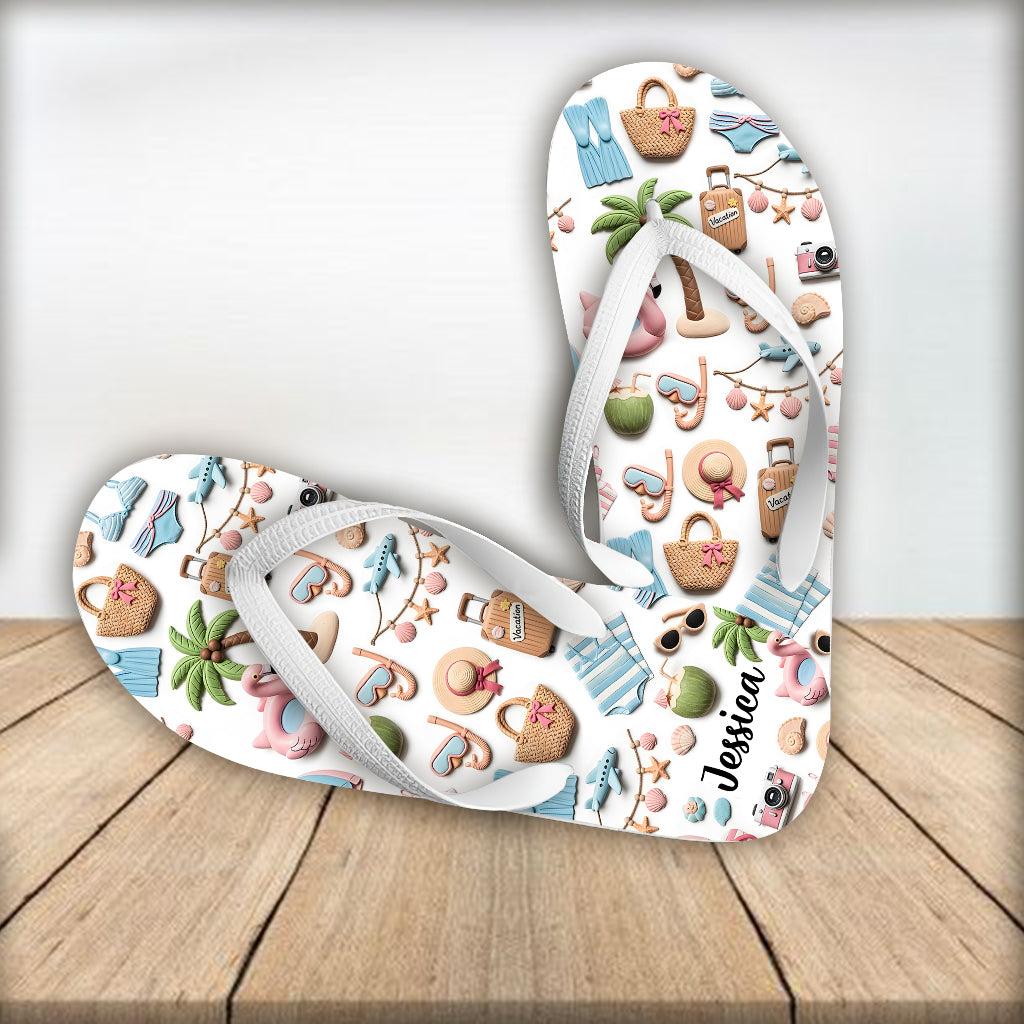 Beach Lovin' Girl - Personalized Sea Lover Flip Flops