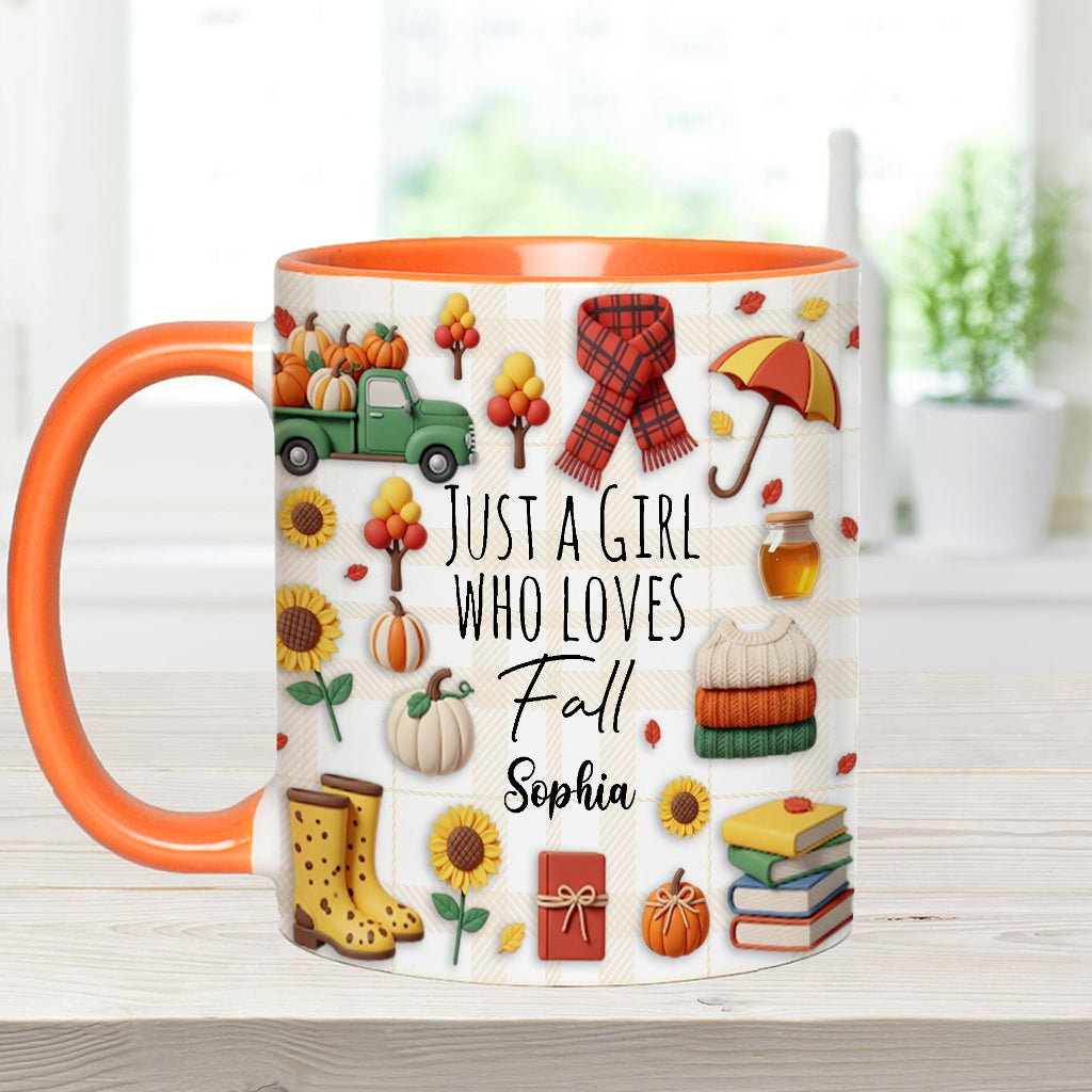 Just A Girl Who Loves Fall - Personalized Autumn Accent Mug