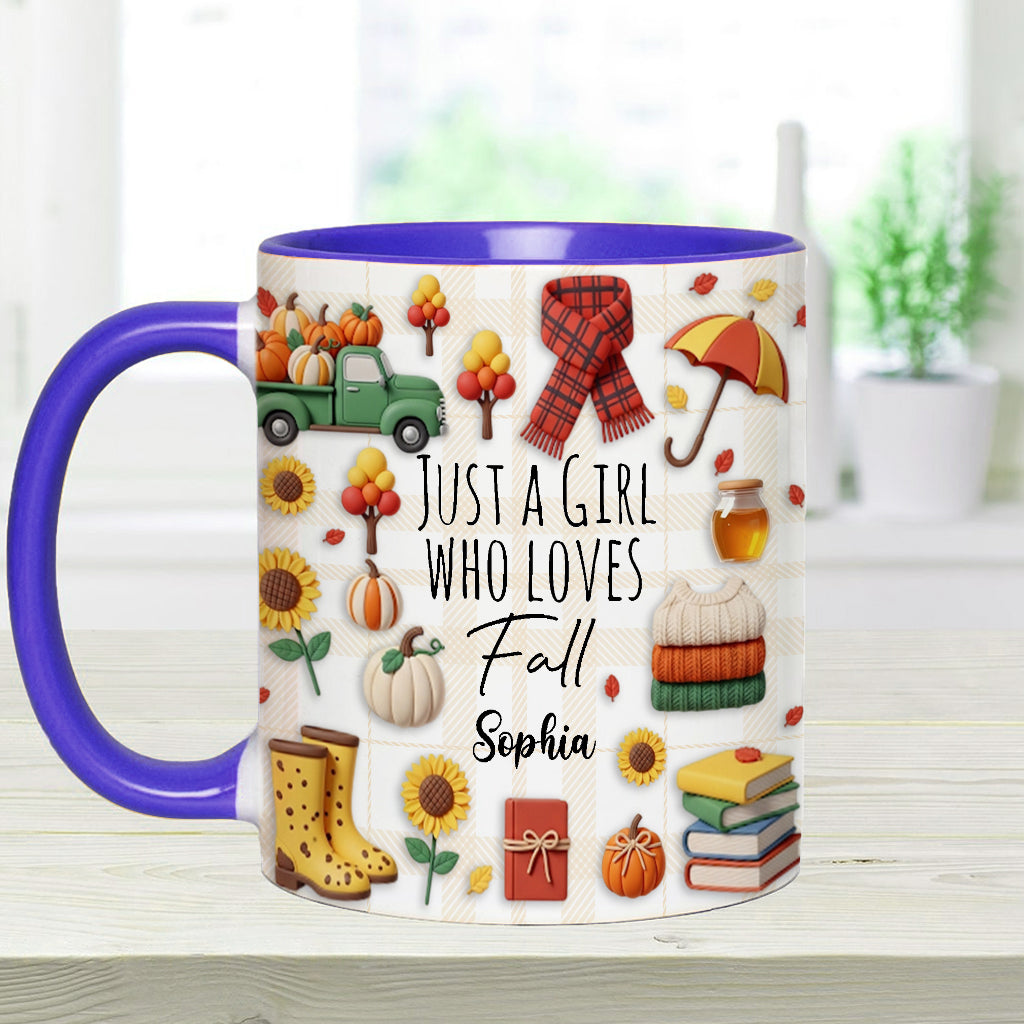 Just A Girl Who Loves Fall - Personalized Autumn Accent Mug