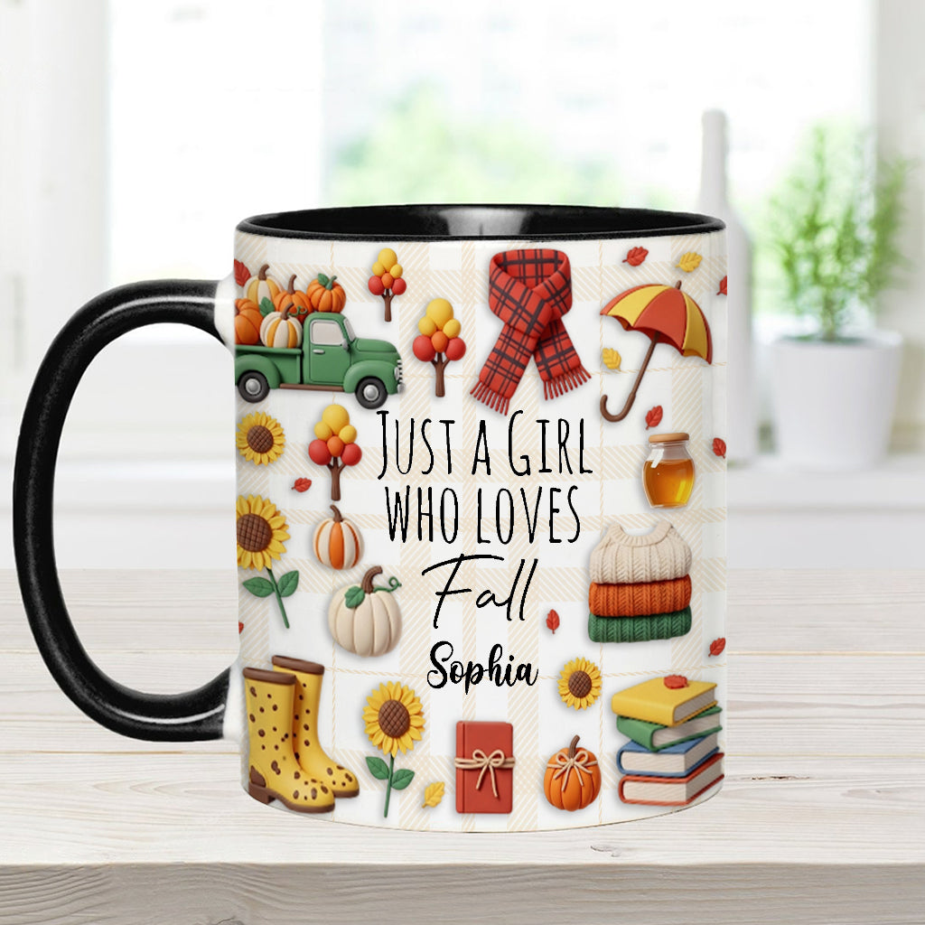 Just A Girl Who Loves Fall - Personalized Autumn Accent Mug