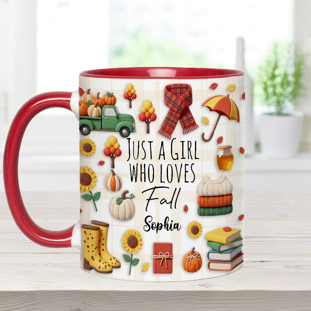 Just A Girl Who Loves Fall - Personalized Autumn Accent Mug